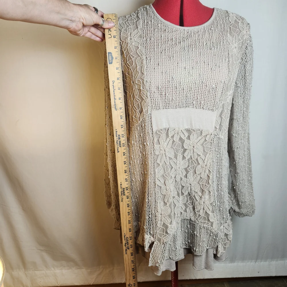 Indigo Soul Beige Long Sleeve Lace Dress - Picture 8 of 8
